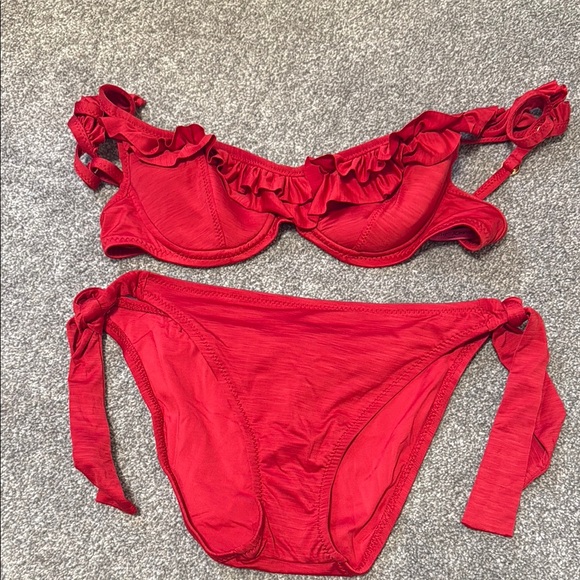 Red Ruffle Bikini Set - Picture 1 of 5